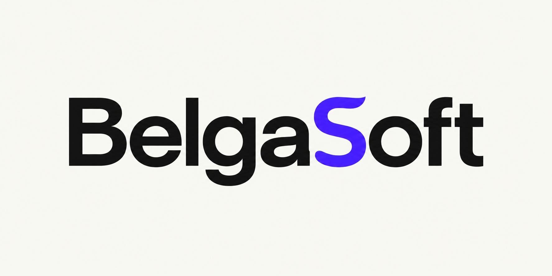 Logo BelgaSoft : lettrage noir et S violet