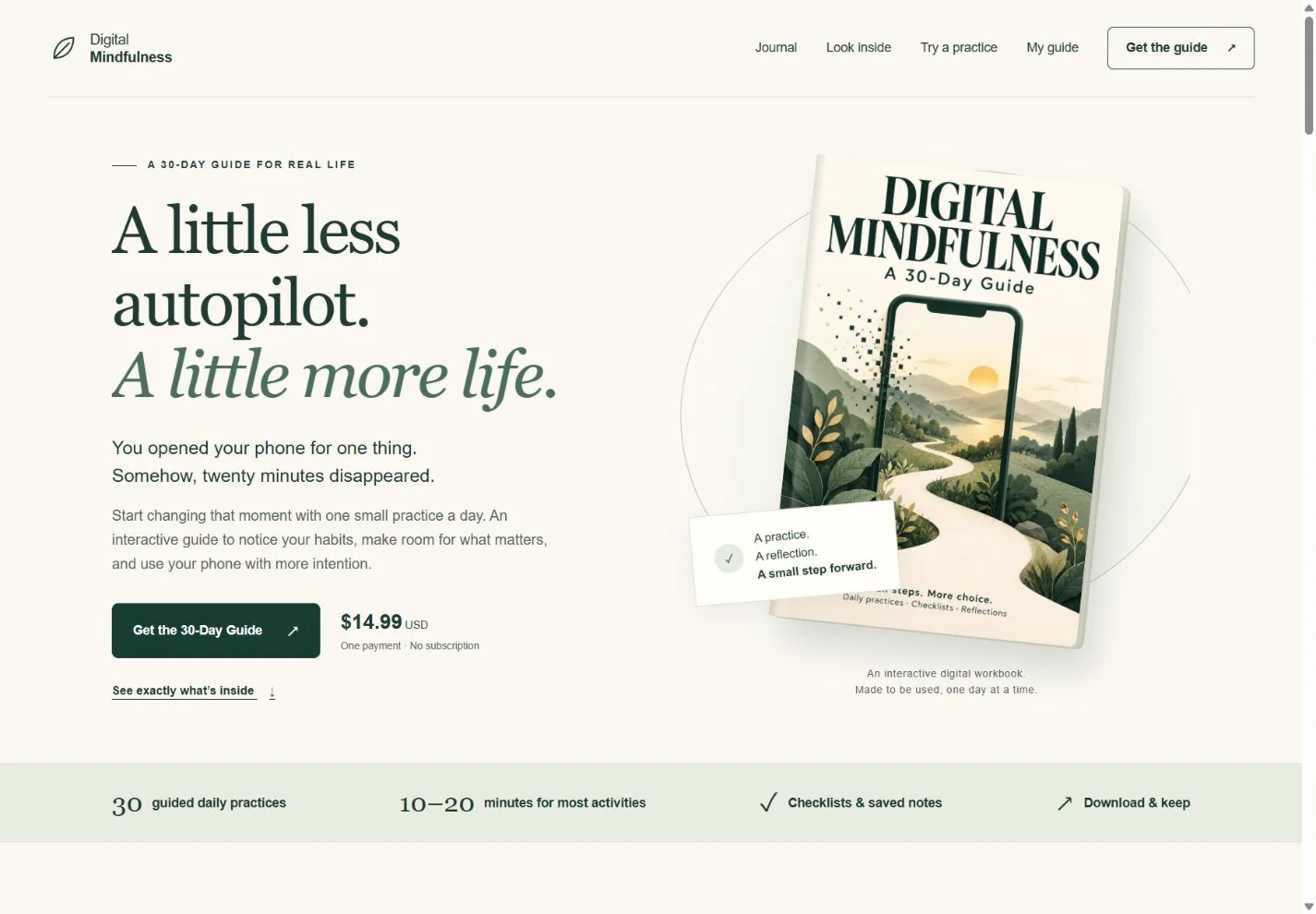 Page d’accueil du site Digital Mindfulness